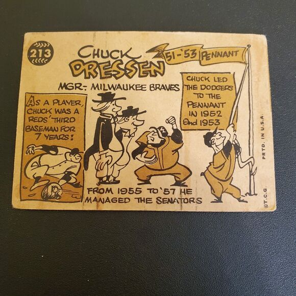 1960 Topps Chuck Dressen #213 + 1961 #137 Milwaukee Braves Manager 2 Card Lot - Picture 3 of 5